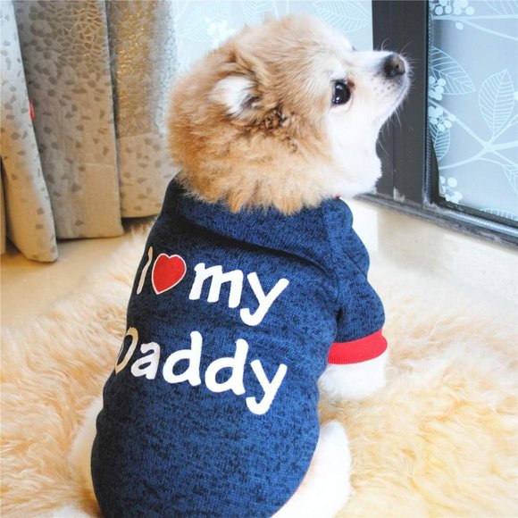 Pet Clothes, Dog or Cat Sweater I Love My Daddy Sweatshirt Outfit - Picture 2 of 11